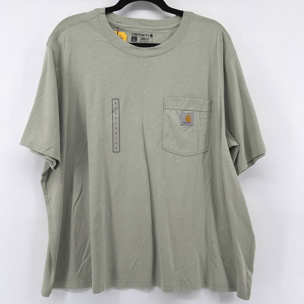Carhartt Womens Loose Fit TENCEL Fiber Series Pocket T-Shirt Sage TK6122-W L